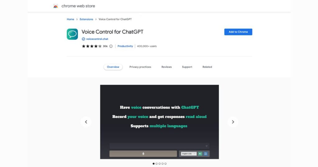 Voice Control for ChatGPT Chrome Extension