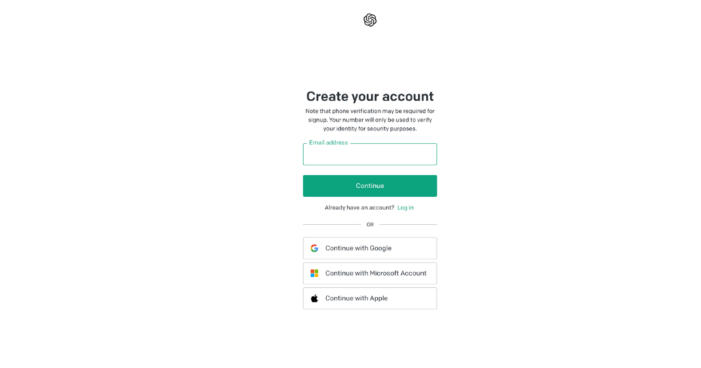 chatgpt playground account create or login
